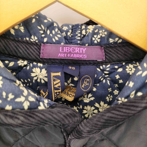 ラベンハム LAVENHAM イングランド製 LIBERT Y ART FABRICS 裏地フラワー キルティング フーデッドジャケット レディース  38